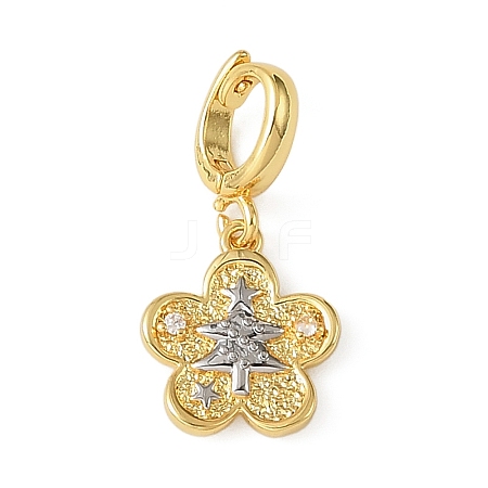 Christmas Brass Rhinestone Flower Pendant Decorations KK-H498-01G-10-1