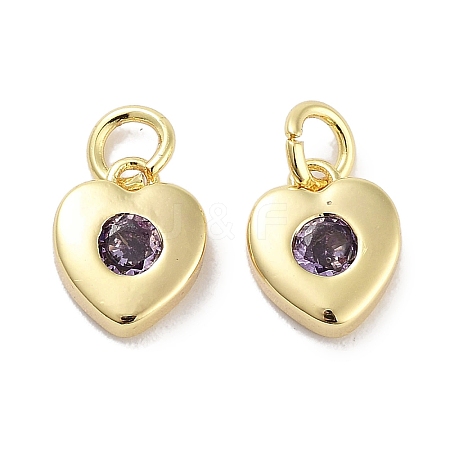Brass Micro Pave Cubic Zirconia Charms KK-C051-07G-01-1