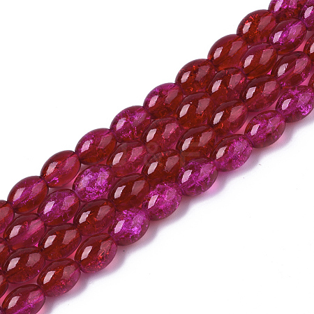 Transparent Crackle Glass Beads Strands X-DGLA-S085-6x8-36-1