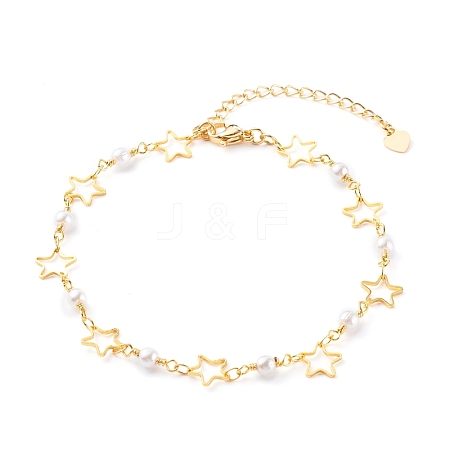 Brass Beaded Bracelets BJEW-JB06079-1