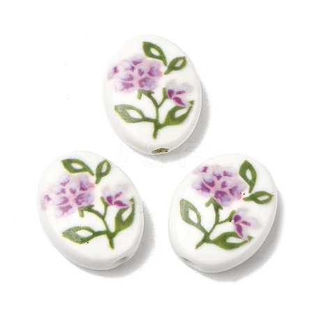 Hand Painted Oval Porcelain Beads PR-CBA03B0-01C-1
