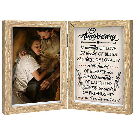 1st Anniversary Theme Wood Picture Frames Box AJEW-FG0004-02B-1