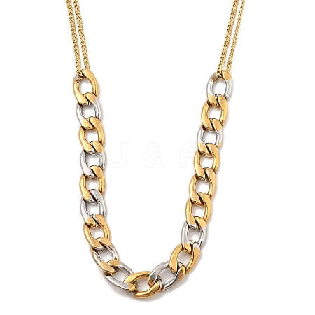 304 Stainless Steel Twisted Chain Bib Necklaces for Women NJEW-A032-10G-1