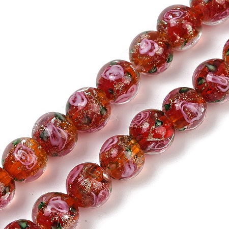 Handmade Glod Sand Lampwork Beads Strands LAMP-B028-03C-10mm-1