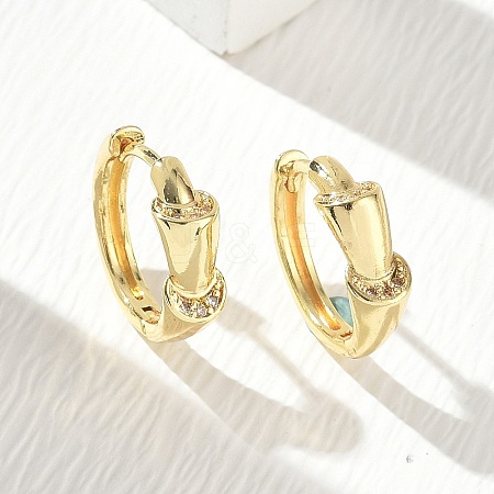 Brass Micro Pave Cubic Zirconia Hoop Earrings KK-CBA98BA-13G-1