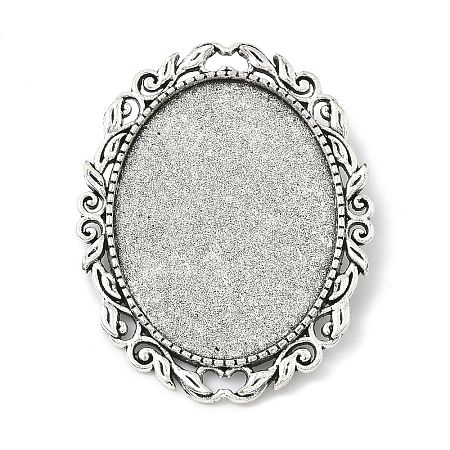 Vintage Tibetan Alloy Brooch Cabochon Bezel Settings PALLOY-O037-08AS-1