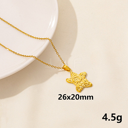 Stainless Steel Starfish Pendant Necklaces for Women MD4467-10-1