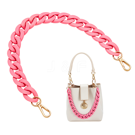 Acrylic Twisted Chain Bag Chains with Alloy Clasps PURS-WH0008-20B-1-1