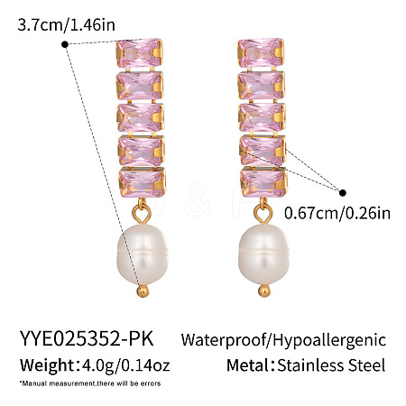 304 Stainless Steel Rectangle Tassel Stud Earrings HE5353-3-1