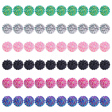 AHADERMAKERS 60pcs 6 colors Resin Rhinestone Beads RESI-GA0001-26-1
