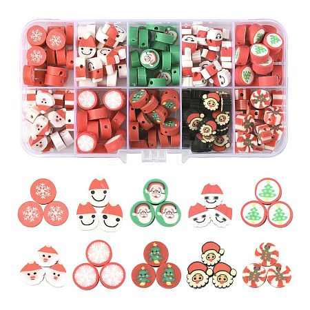 200Pcs 10 Styles Handmade Polymer Clay Christmas Theme Beads CLAY-FS0001-52-1