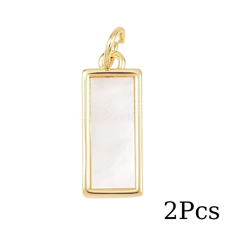 2Pcs Natural Shell Rectangle Pendants KK-YW0003-77-1
