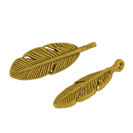 Tibetan Style Alloy Feather Pendants TIBEP-A87-AG-RS-1