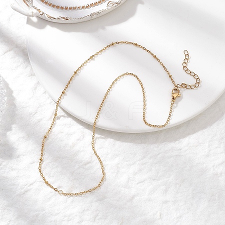 304 Stainless Steel Cable Chain Satellite Chain Necklaces for Women NJEW-JN05557-1