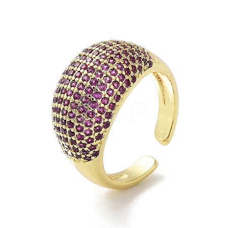 Brass with Cubic Zirconia Open Cuff Rings for Women RJEW-A035-16G-1