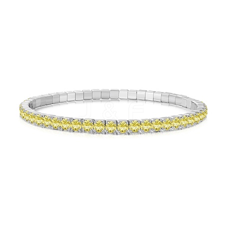 925 Sterling Silver Micro Pave Cubic Zirconia Stretch Bracelets for Women STER-D307-01P-11-1