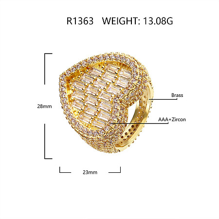 Brass Micro Pave Clear Cubic Zirconia Finger Rings for Women FS-WG571C7-04-1