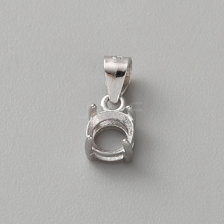 925 Sterling Silver Rhinestone Claw Pendant Settings STER-WH0004-072A-P-1