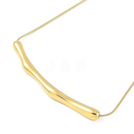 Ion Plating(IP) 304 Stainless Steel Round Snake Chain Textured Bar Pendant Necklaces for Women NJEW-K276-15G-1