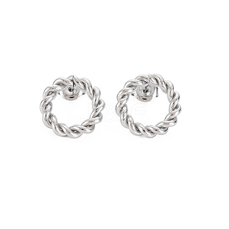 Non-Tarnish 304 Stainless Steel Twist Rope Ring Stud Earrings for Woman X-EJEW-N097-006P-1