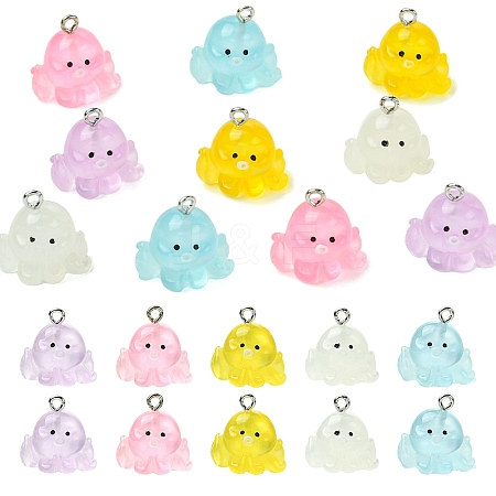 10Pcs 5 Colors Resin Pendants RESI-YW0004-82-1