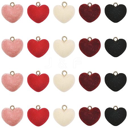 20Pcs 5 Colors Flocky Acrylic Pendants FIND-FS0004-95-1