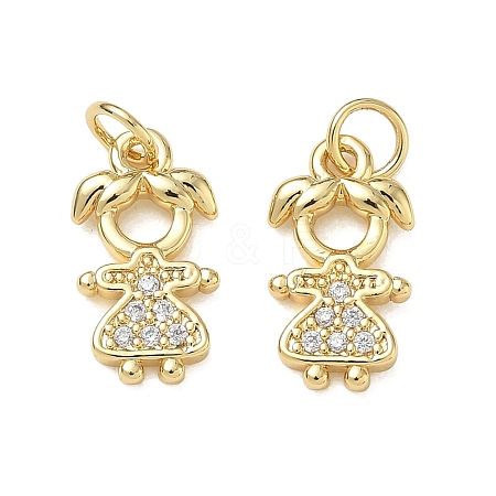 Brass Micro Pave Clear Cubic Zirconia Pendants CU-CBA9AFC-01G-34-1