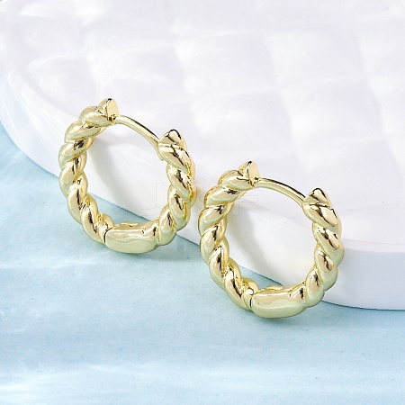 Brass Twisted Rope Chunky Hinged Huggie Hoop Earrings for Women EJEW-P196-25G-1