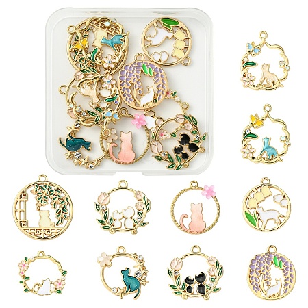 10Pcs 10 Styles Alloy Enamel Pendants FIND-YW0005-26-1