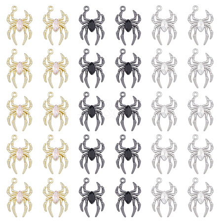 DICOSMETIC 30Pcs 3 Colors Glass Spider Pendant FIND-DC0004-13-1