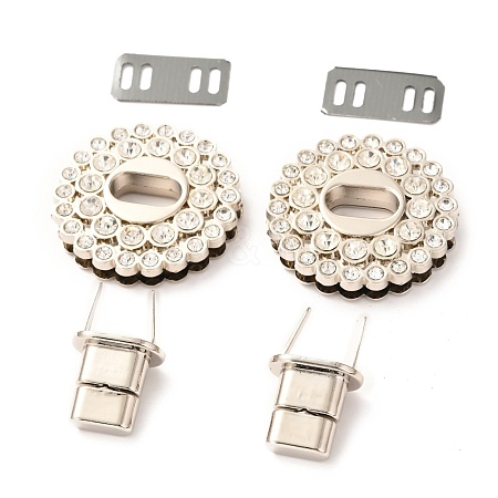 Flat Round Zinc Alloy with Rhinestones Bag Twist Lock Clasps PALLOY-A068-03P-1