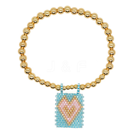 Bohemian Glass Seed Bead Charm Bracelets IW8477-15-1