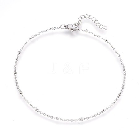Tarnish Resistant 304 Stainless Steel Cable Chain Anklets LS-AJEW-P069-01P-1