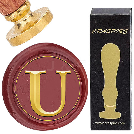 Brass Wax Seal Stamp with Rosewood Handle AJEW-WH0412-0316-1