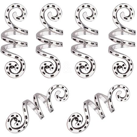 Spiral Shape Hair Braid Rings OHAR-PH0001-09AS-1