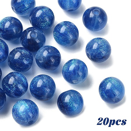 20Pcs Round Imitation Cat Eye Resin Beads RESI-YW0004-43F-1