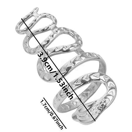 Stylish Vintage Stainless Steel Snake Wrap Cuff Ring for Women KK7356-1-1