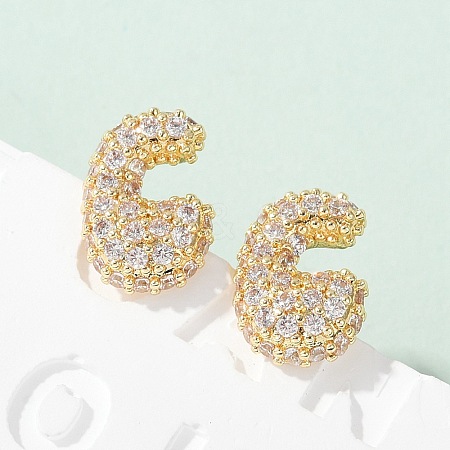Brass Micro Pave Cubic Zirconia Stud Earrings EJEW-Z091-04G-C-1