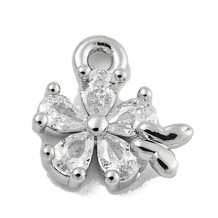 Brass Micro Pave Clear Cubic Zirconia Pendants LS-KK-U015-10P-1