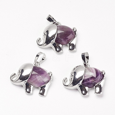 Natural Amethyst Pendants G-G713-E12-1