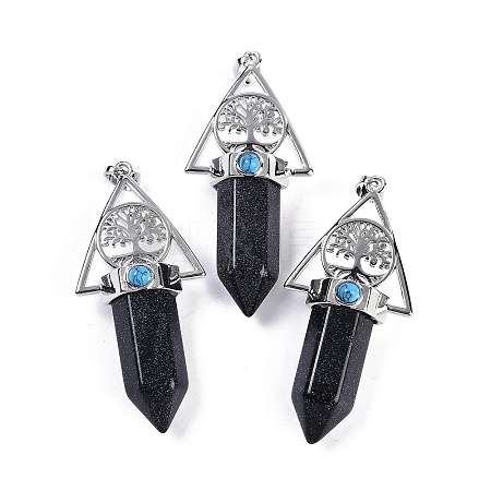 Synthetic Blue Goldstone Faceted Pointed Bullet Big Pendants G-H076-02P-04-1