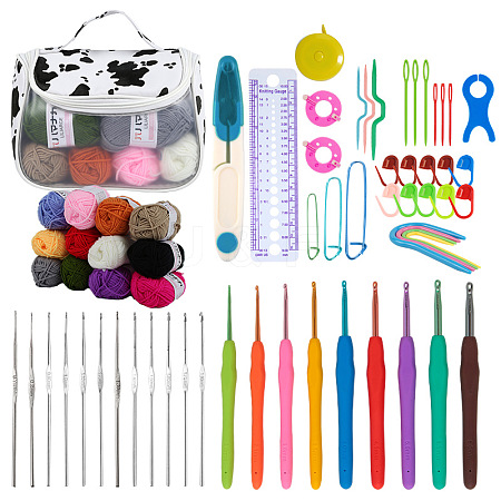 DIY Knitting Kits with Storage Bags for Beginners Include Crochet Hooks WG43615-01-1