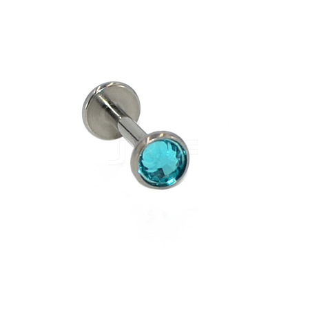 G23 Titanium Cubic Zirconia Flat Round 17 Gauge Threadless Labrets for Women Men WG1F07B-17-1