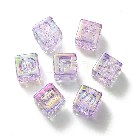 UV Plating Rainbow Iridescent Acrylic Beads OACR-K003-008C-1