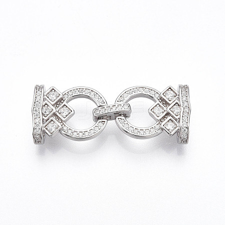 925 Sterling Silver Micro Pave Clear Cubic Zirconia Fold Over Clasps STER-T008-01P-1