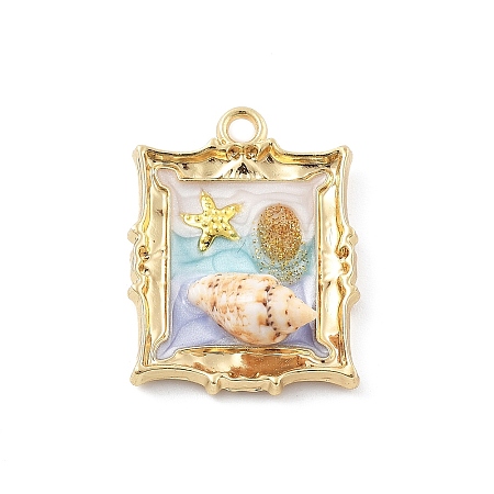 Alloy Enamel with Natural Conch Pendants FIND-G089-01G-1