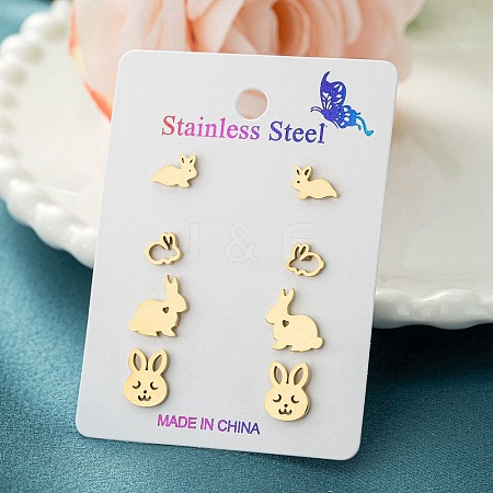 304 Stainless Steel Earring Sets EJEW-S248-03E-G-1