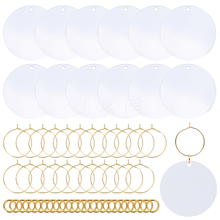 30Pcs Transparent Acrylic Disc Big Pendants ZXFQ-SC0001-03-1