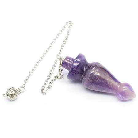 Natural Amethyst Cone Pointed Dowsing Pendulums PW-WG84774-02-1