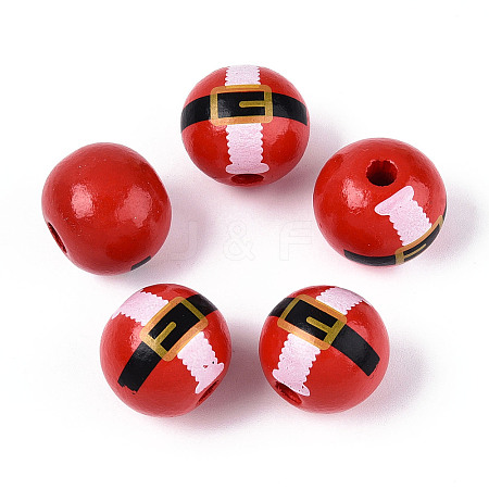 Christmas Spray Painted Schima Wood Beads WOOD-T032-38A-1